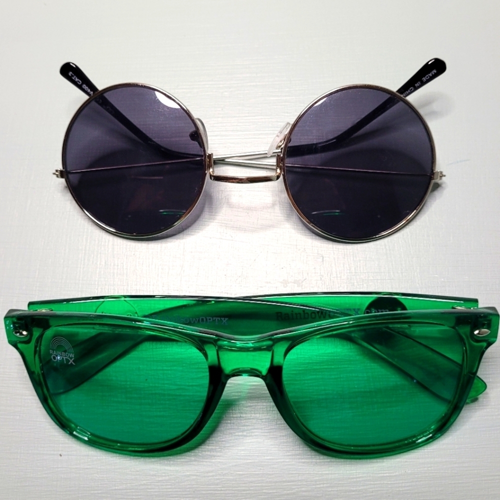 Green Rainbow Optix and Dark Round Lense Sunglasses